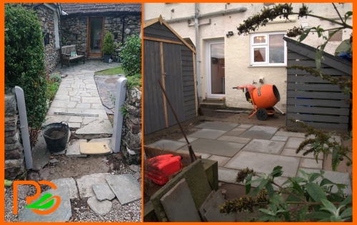 Renovate old path and build new patio